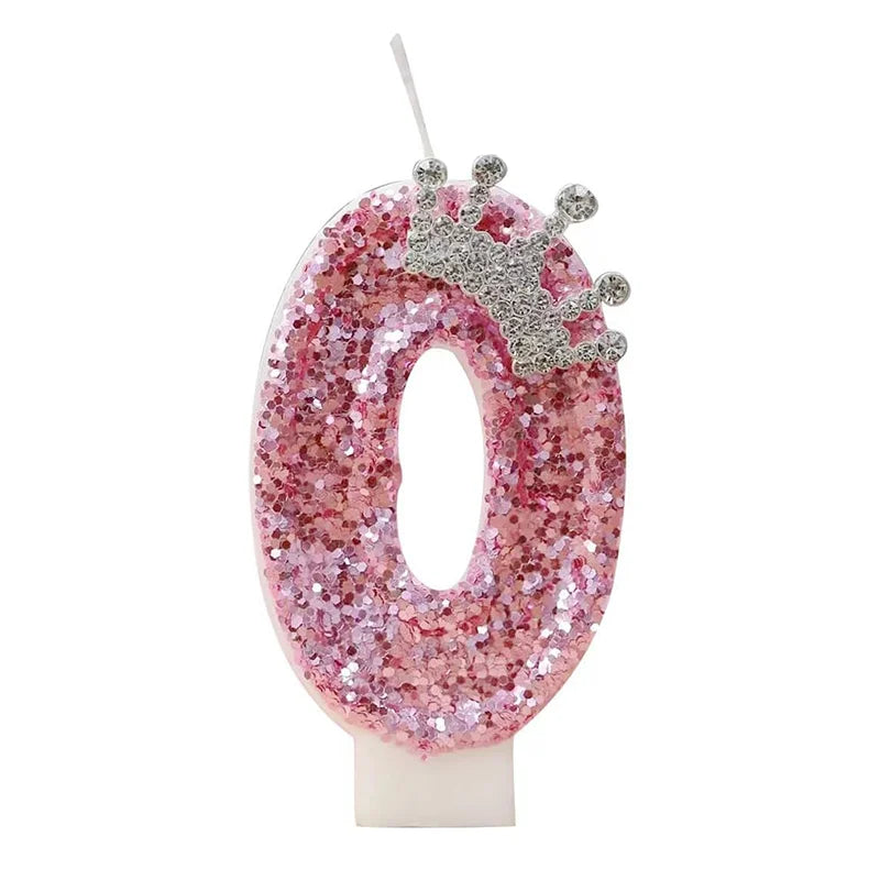 bougies anniversaire numérotées rose pâle brillantes décoratives festives filles couronne pailletée adhésif