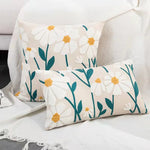 housse coussin brodée géométrique moderne fleur abstraite couleur beige blanc vert jaune décoration intérieure