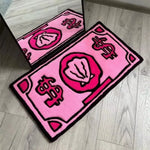 tapis antidérapant imperméable motif billet banque vert bleu rose moderne chambre salon