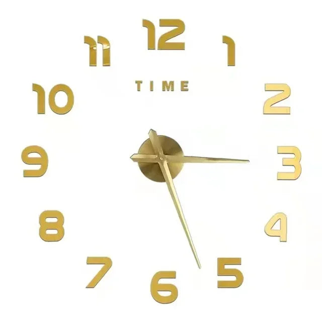 horloge murale moderne aiguilles quartz décoration salon visage unique couleurs argent doré rouge