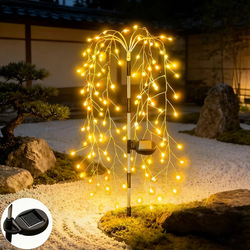 guirlande solaire extérieure cascade lumières LED rouge bleu vert jaune blanc festif