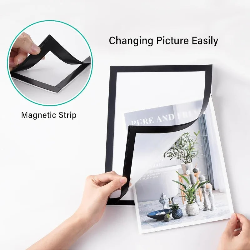 cadre photo magnétique noir moderne adhésif pvc rectangle souple réutilisable affichage décoration murale