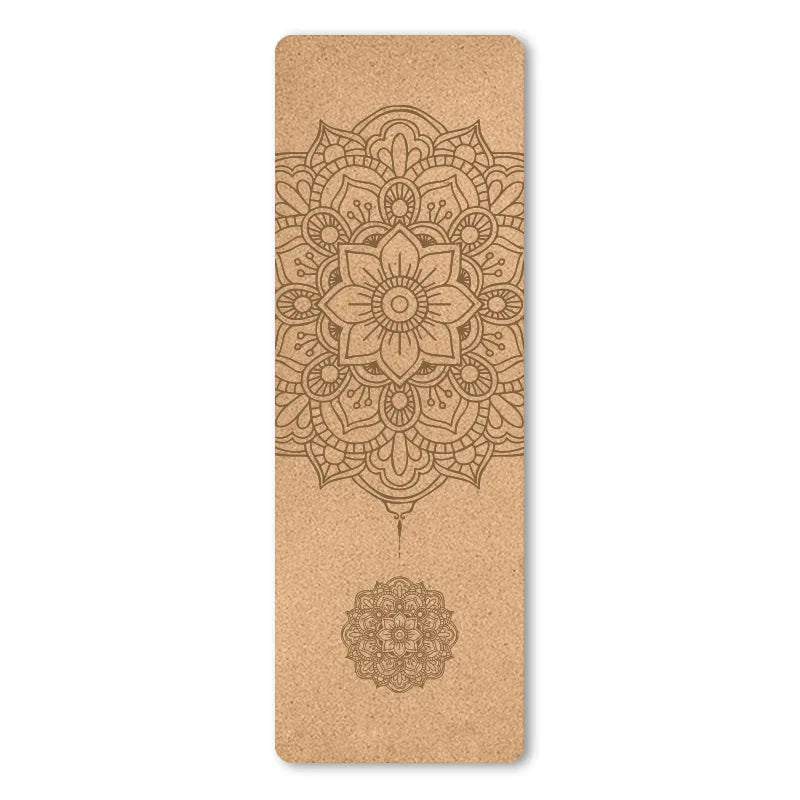 tapis yoga marron clair motifs floraux antidérapant absorbant sueur portable fitness yoga