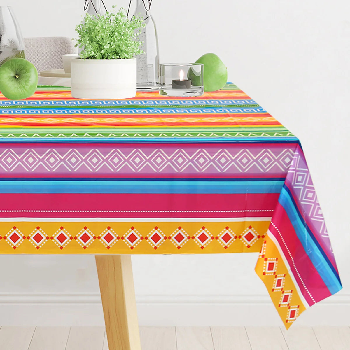nappe festif mexicain rayures couleurs vives anniversaire révélation sexe décoration table enfants