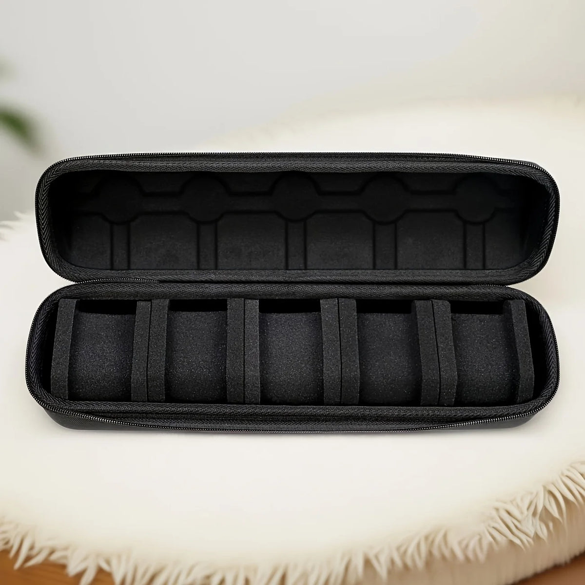boîtier rangement montres compartiments texturé mousse noire moderne utilitaire multifonction portable robuste