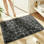 tapis bain microfibre texture cailloux gris moderne antidérapant absorbant salle bain decoration