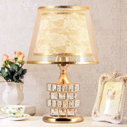 Lampe de chevet en cristal dorée style européen - Lumière décorative pour chambre à coucher