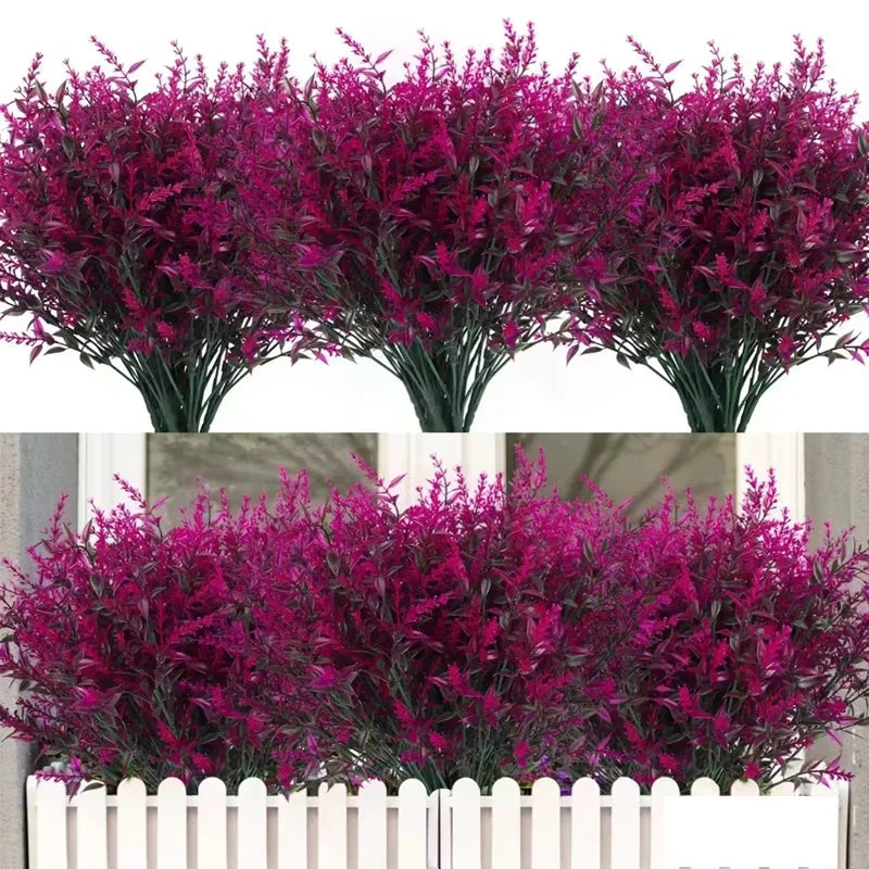 plantes artificielles feuilles pointues vert clair violet modernes extérieures intérieures décoration exposition 10 pièces