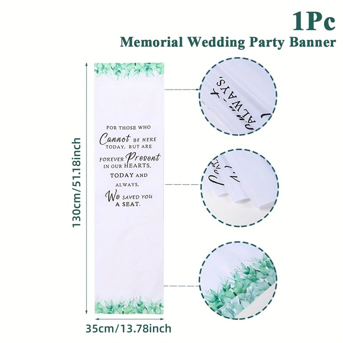 bannière mariage commémorative lettrage blanc vert bordure élégante clips decoration événement festive polyester
