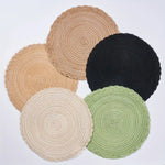 placemats tissés spirale beige noir vert rustique opaques table cuisine