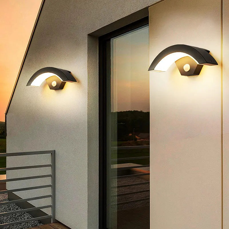 applique murale led capteur mouvement aluminium exterieur résistante intempéries éclairage véranda jardin contemporain gris