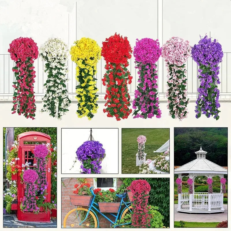 guirlande fleurs artificielles violet blanc rose rouge jaune modernes décoration mariage anniversaire intérieur