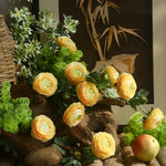 décoration intérieure ranunculus artificiels fleurs soie multicolore blanc crème jaune rouge salon maison