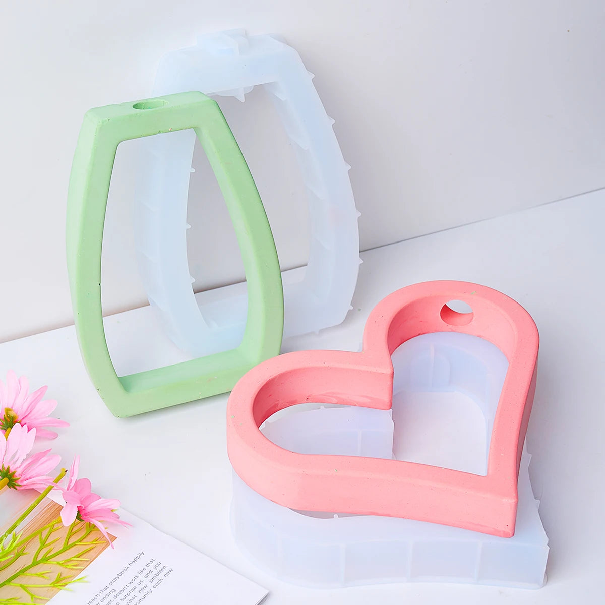 vases silicone couleur vert rose blanc forme coeur rectangle moderne