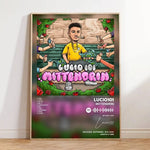 affiche autoadhésive papier moderne personnages mains objets textes stylisés couleurs vives verte rose jaune
