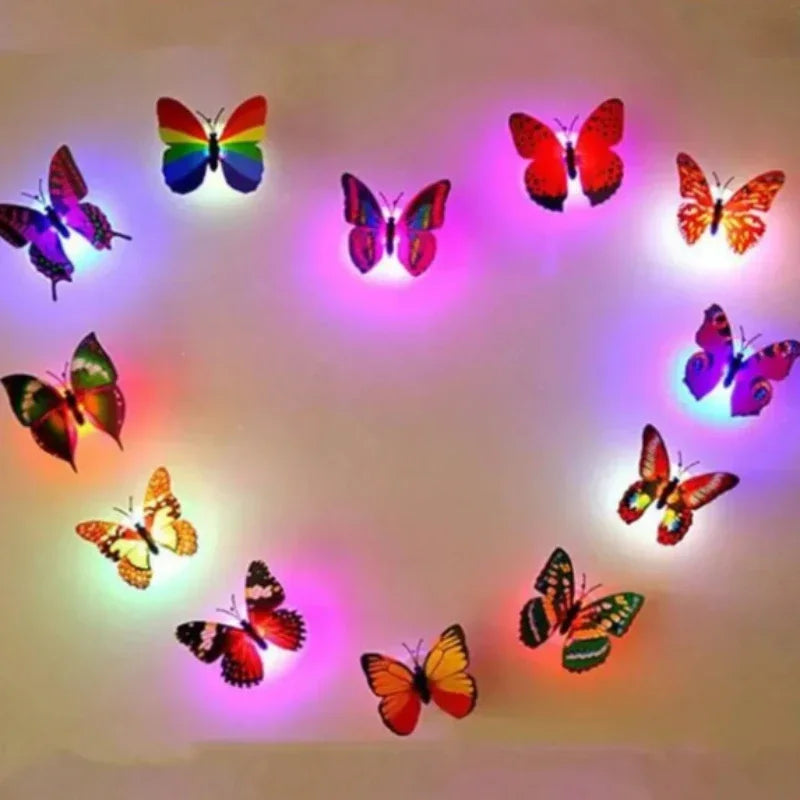 veilleuses led papillons multicolores brillants adhésifs modernes extérieures intérieures 10pcs 5pcs random color