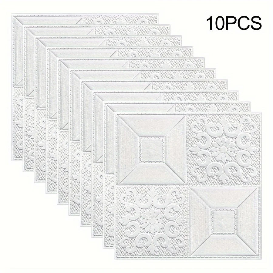 panneaux decoratifs murals blancs motifs floraux modernes resitants humidite stickers adhesifs chambre salon cuisine