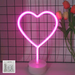 lampe décorative néon forme coeur rose base blanche rechargeable usb anniversaire mariage