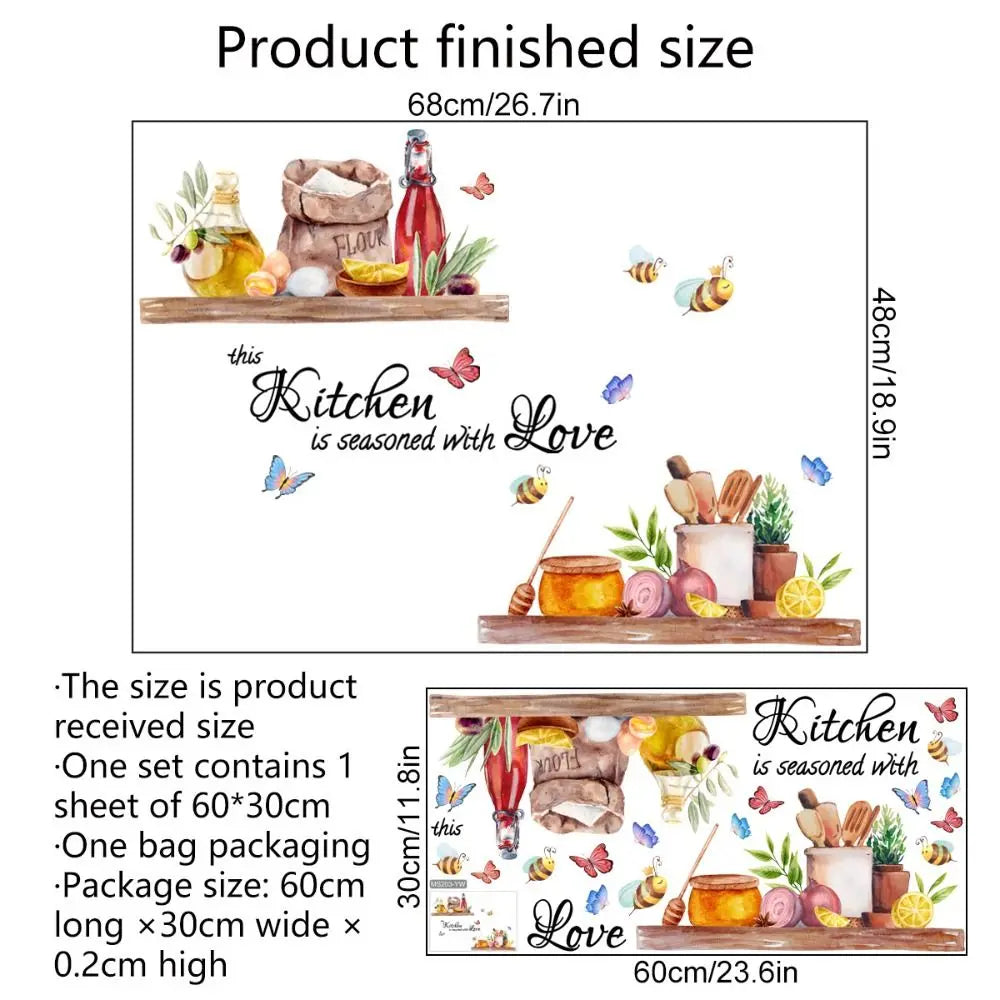 autocollant mural multicolore illustration cuisine textes adhésif occasion fête anniversaire