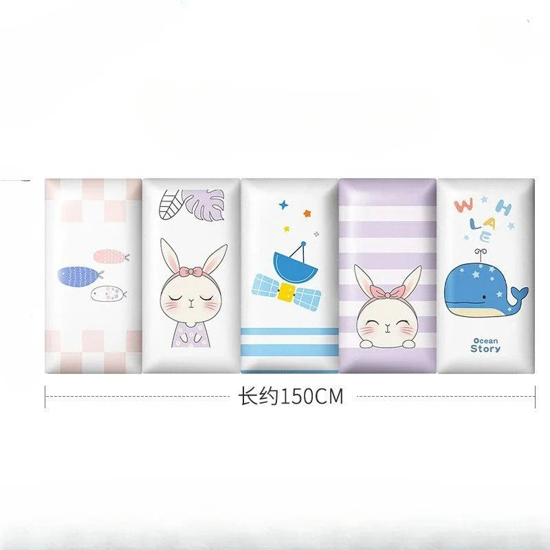 tapis sol enfant rose motifs lapins mignons décoration chambre bébé moderne 150cm doux