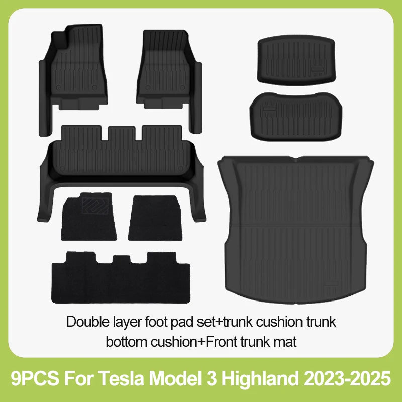 tapis sol voiture tesla model noir rayures horizontales moderne clips protection pieds