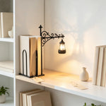 lanterne murale rétro support livres fer forgé vitres transparentes classique vintage chambre