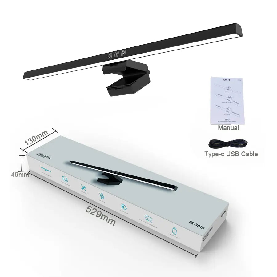 lampe led protection yeux clip magnétique moderne 50cm noir minimaliste(touches contrôle)