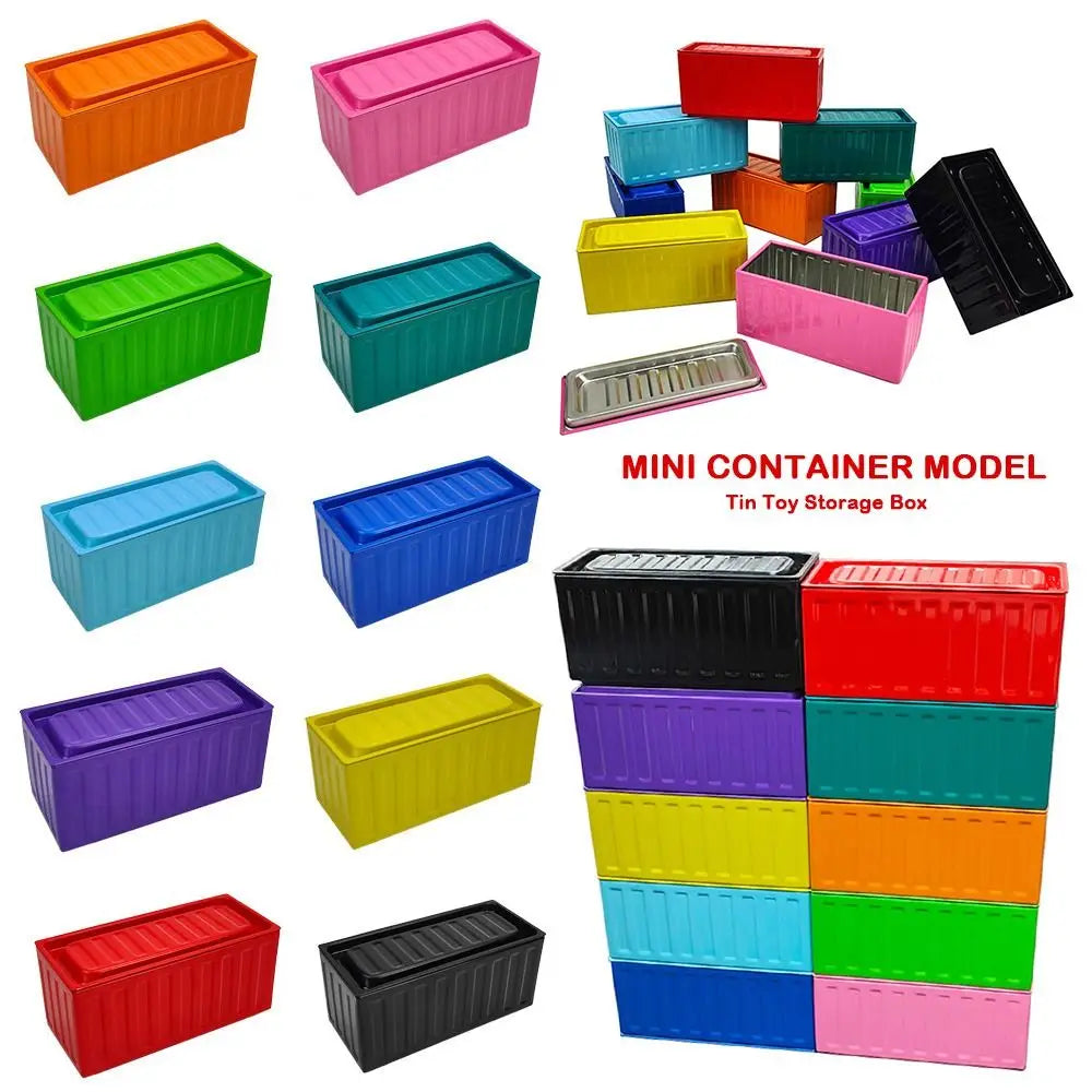 boîte rangement classique conteneur métal rectangle couleurs noir rouge bleu violet jaune rayures horizontales