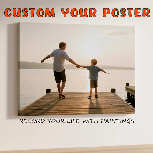 affiche photo personnalisée toile décoration murale moderne cadeau chambre cadre bois blanc