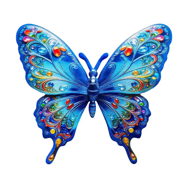 décoration murale papillon bleu orange vert motifs floraux brillants artisanal trois dimensionnelextérieur résistante rouille