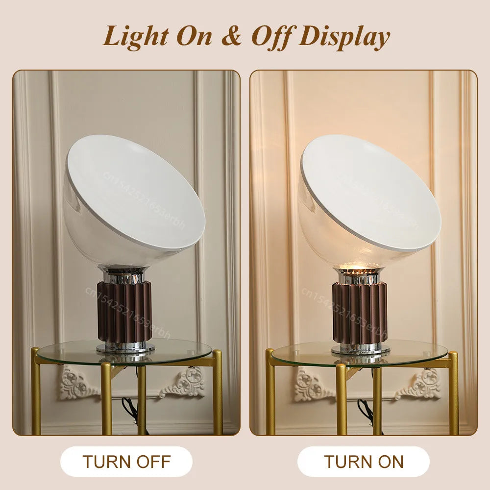 lampe table moderne verre transparent blanc base métal chambre coucher