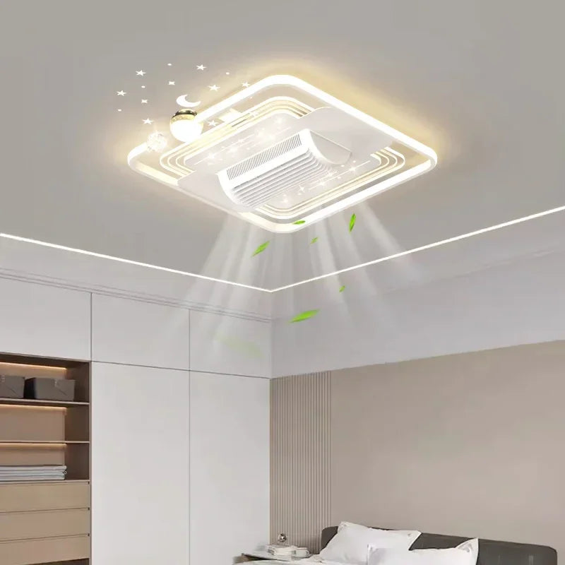 plafonnier led moderne blanc ventilateur télécommande lumière circulaire contemporain