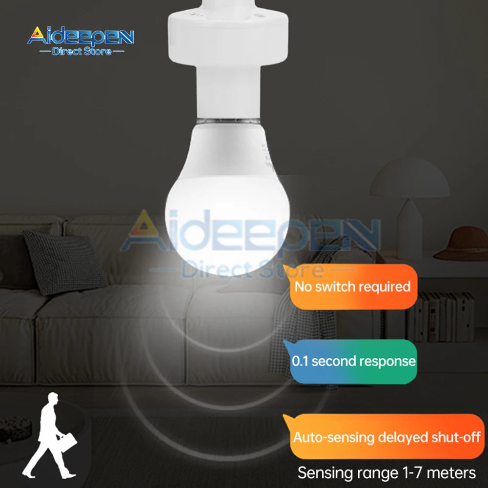 ampoule e27 radar induction blanc moderne support lampe économie energie ab
