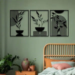 tableaux métalliques abstraits noirs moderne minimaliste intérieur extérieur lignes ondulées chambre salon