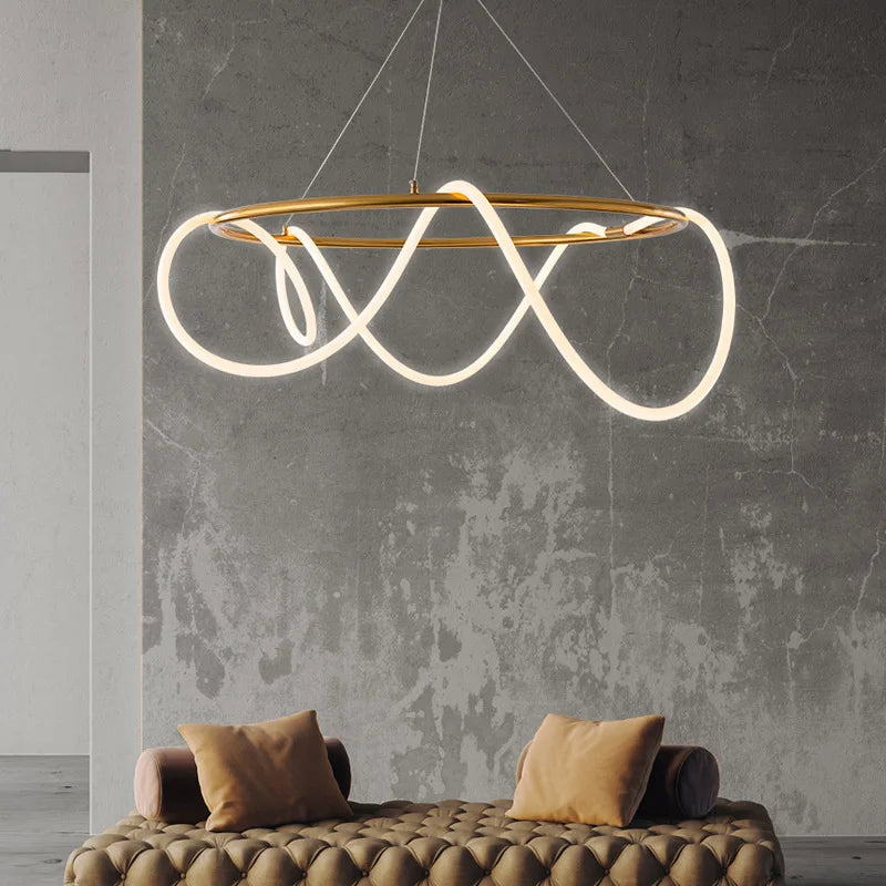 Éclairage doux du lustre néon LED en suspension
