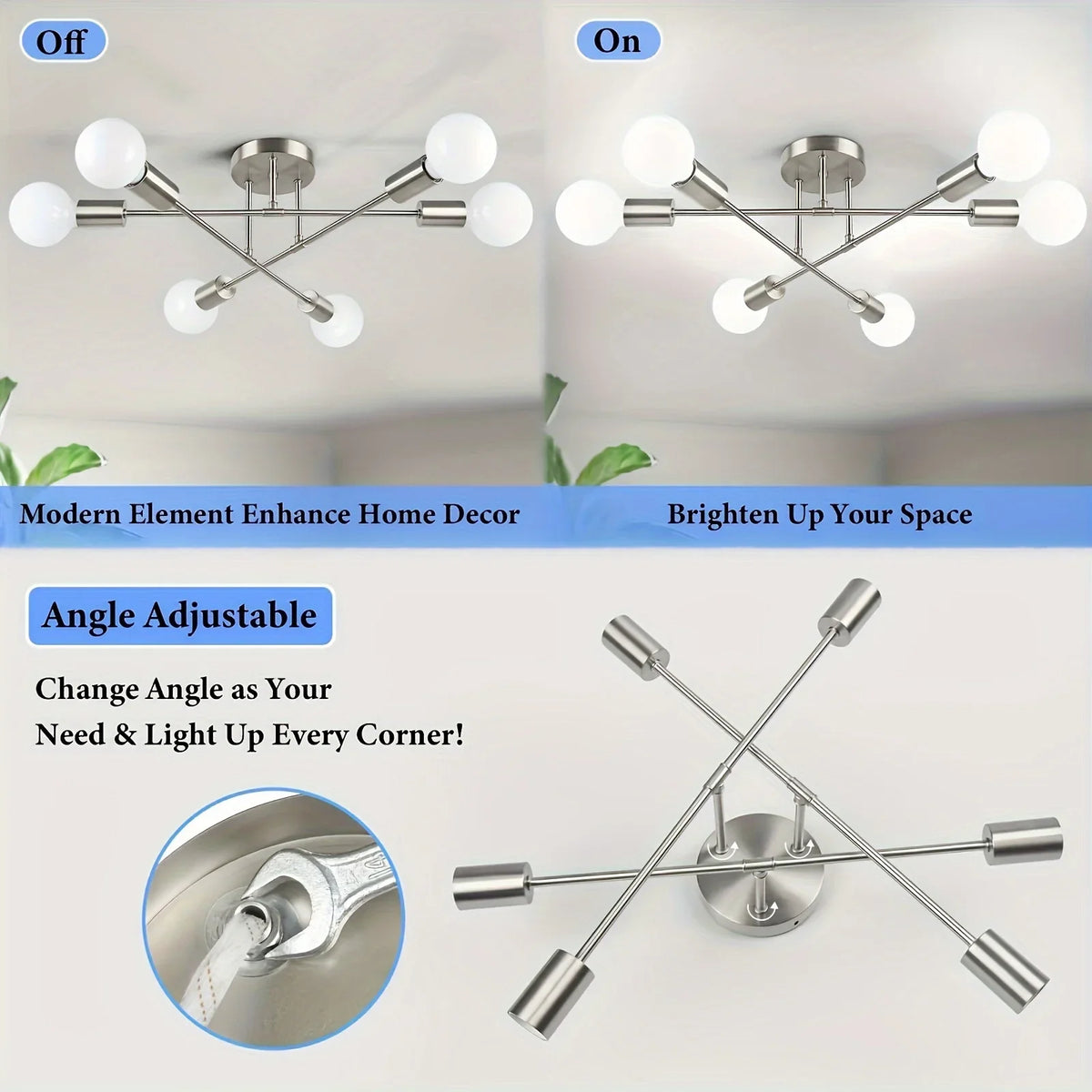 lampe suspension nickel moderne sphères translucides structure métallique opaques fixations visibles e26