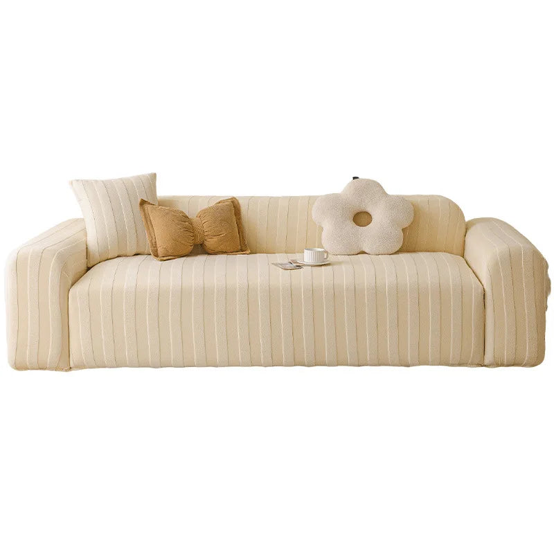 housse canapé polyestère beige rayures moderne anti poussière adhésif lavage machine 90 300cm