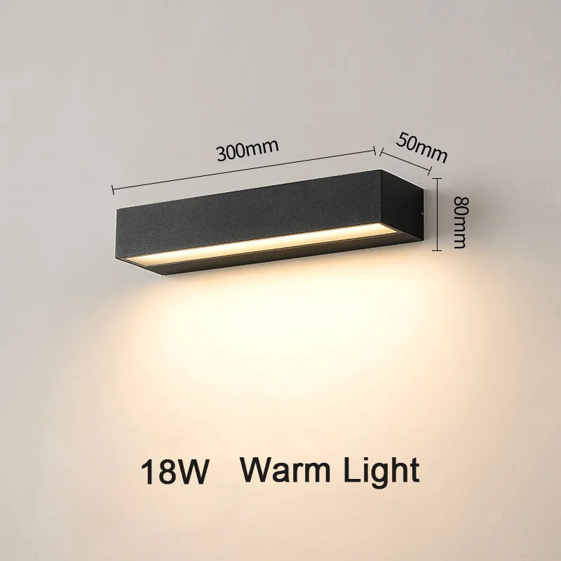 lampe murale led moderne étanche ip65 noir 20cm 30cm 50cm câble électrique verre