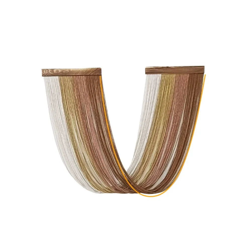 rideau franges vert olive blanc moderne minimaliste coton tissé main finition bois