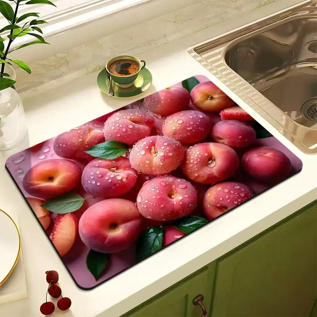 tapis cuisine moderne fraises fruits antibactérien anti dérapant 30x40cm respectueux environnement