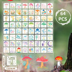 stencils pochoirs peinture tissu artisanat dessin motifs floraux champignons lunes étoiles