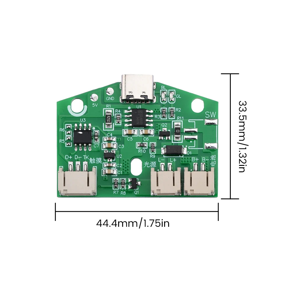 lampe tactile usb charge batterie led protection yeux module électronique vert interface tactile bleu
