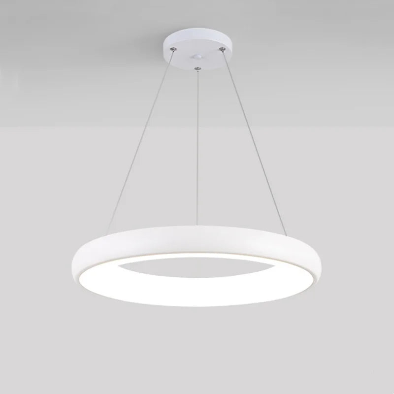 suspension lumineuse moderne noir blanc doré rond lisse opaque chaines led 2000 82000lm