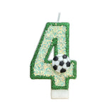 bougies numériques forme chiffres paillettes dorées football vert blanc or festive decoration anniversaire sportive