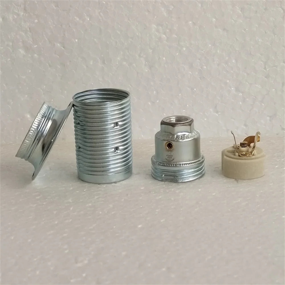 support lampe vintage E14 or argent anneau finement gravé base lampe vis
