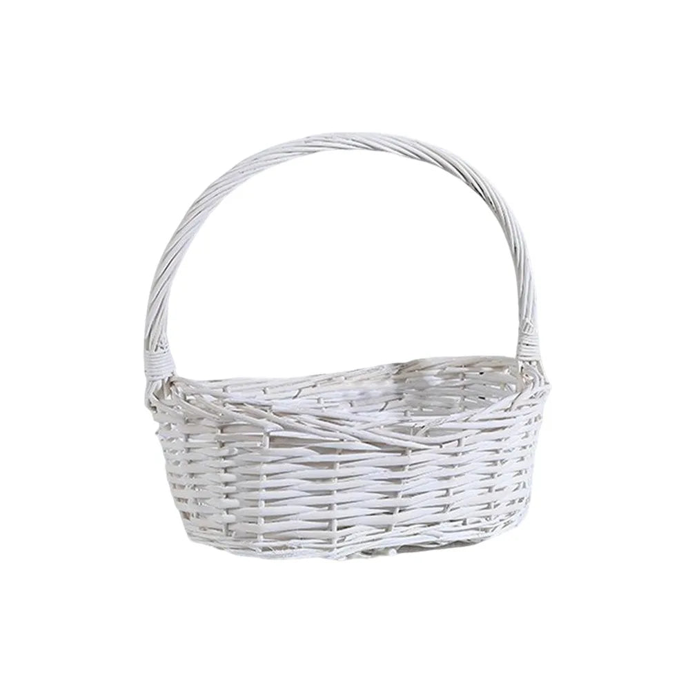 panier tressé marron blanc empilable rangement snacks bonbons classique rustique poignée intégrée tissage traditionnel