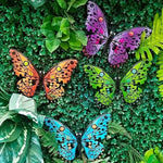 papillons decoratifs metal bleu vert orange violet details 3d exterieur decoration mur cloison jardin