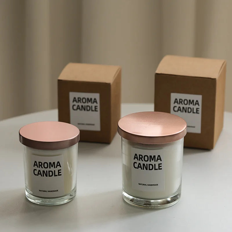 bougies parfumées blanc noir doré capsules boîtes kraft diy matériel stickers verre métal deco