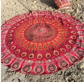 serviette plage ronde motif mandala boho chic coton polyester décorative grande plage été
