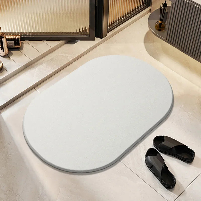 tapis bain diatomée absorbant rapide antidérapant moderne gris clair uni respectueux environnement